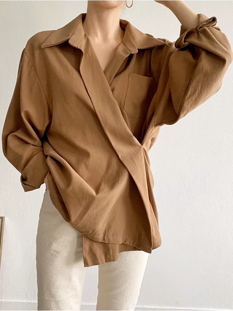 Korean Chic Lapel Blouse Women Fashion Elegant Long Sleeve Shirts Office Ladies Spring Autumn New Cross Loose Tops H016
Korean Chic Lapel Blouse Women Fashion Elegant Long Sleeve Shirts Office Ladies Spring Autumn New Cross Loose Tops H016