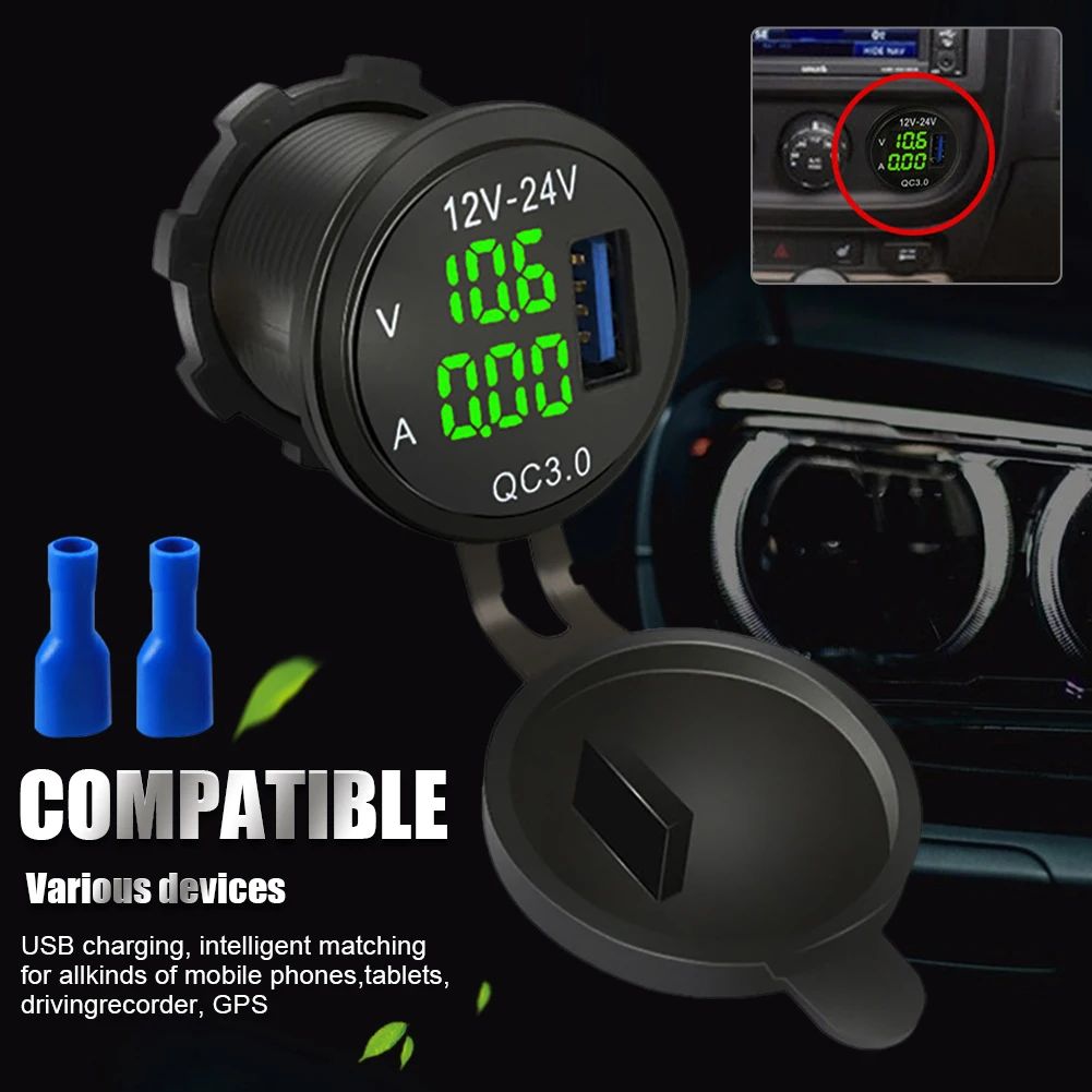 QC3.0 USB Car Charger Adapter 12-24V Single USB Fast Charging with Voltmeter Ammeter Backlit Car Fast Charger Accessories CSV
QC3.0 USB Car Charger Adapter 12-24V Single USB Fast Charging with Voltmeter Ammeter Backlit Car Fast Charger Accessories CSV