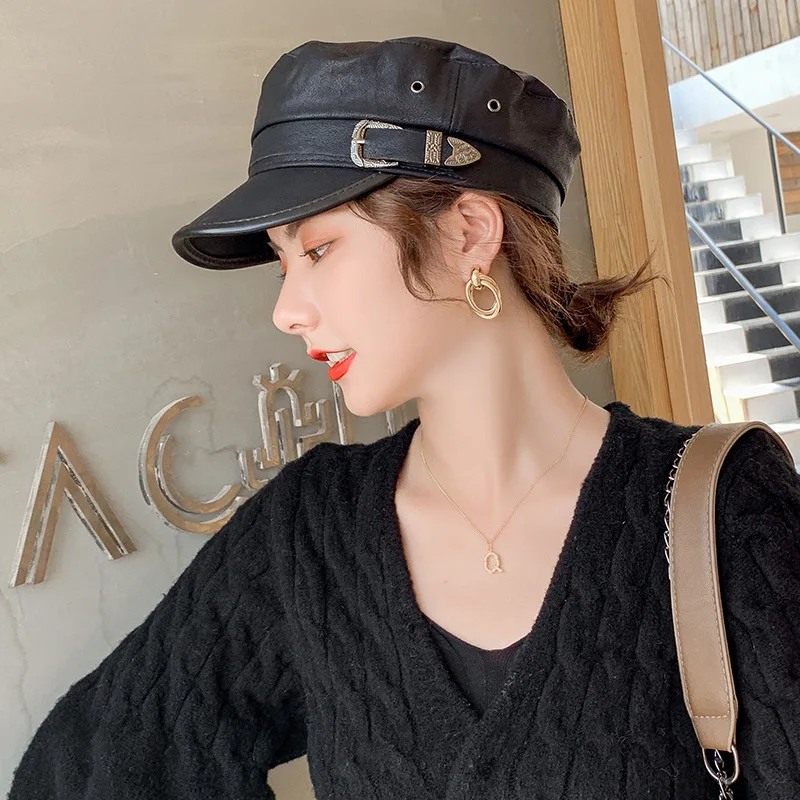 Pu Leather Beret Cap for Women Hats Boina Feminina Gorras Bone Vintage England Black Beret Cap 
Pu Leather Beret Cap for Women Hats Boina Feminina Gorras Bone Vintage England Black Beret Cap
