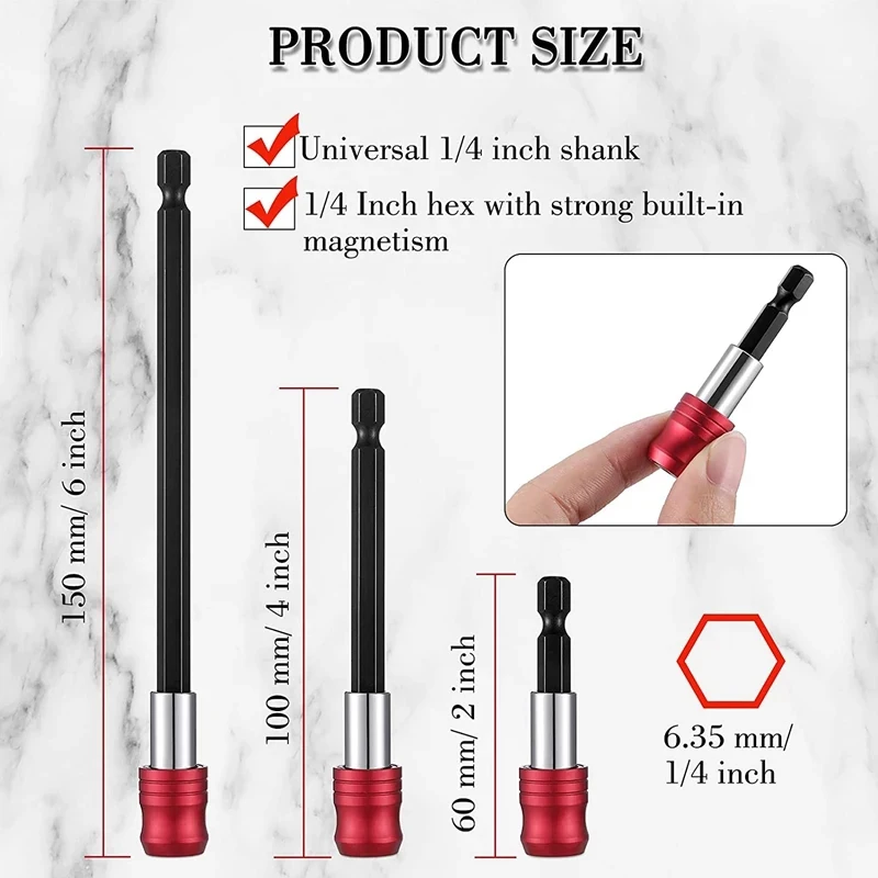 1/4 Inch Hex Shank Holder Drill Bits Quick Release Locking Socket Extension Bar Rod Set Kits 3 Type 60mm/100mm/150mm Power Tools
1/4 Inch Hex Shank Holder Drill Bits Quick Release Locking Socket Extension Bar Rod Set Kits 3 Type 60mm/100mm/150mm Power Tools