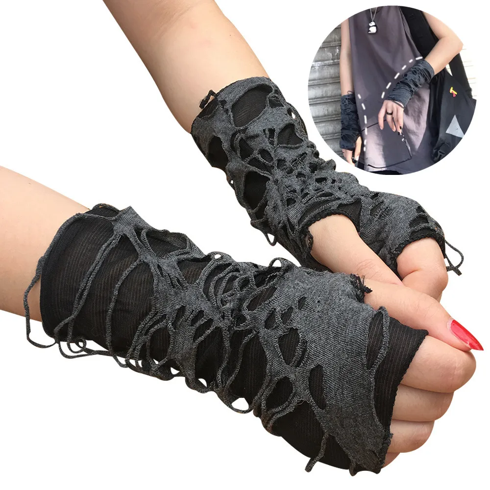 1pair Punk Broken Slit Gothic Unisex Glove Fingerless Cuff Ninja Sport Hole Mitten Cool Women Men Hollow Out Rock Gloves
1pair Punk Broken Slit Gothic Unisex Glove Fingerless Cuff Ninja Sport Hole Mitten Cool Women Men Hollow Out Rock Gloves