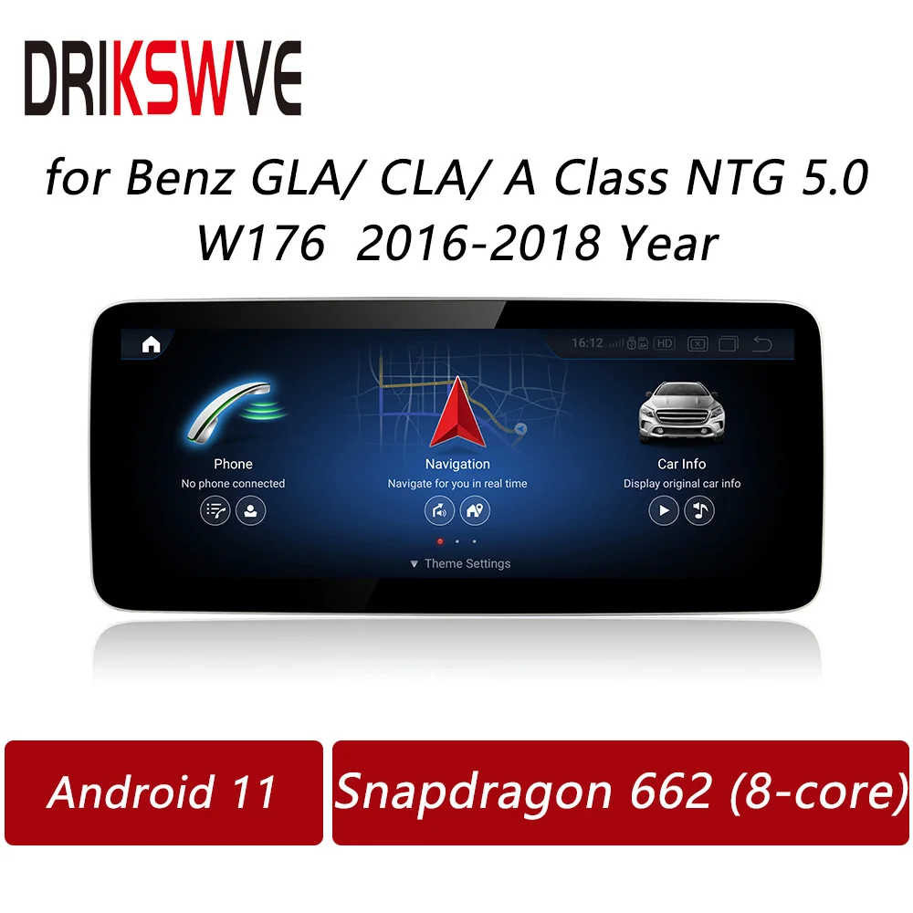 DRIKSWVE Android 11 Wireless Auto Touch Screen for Mercedes Benz GLA CLA A Class W176 2016-2018 Car Radio GPS Multimedia Player
DRIKSWVE Android 11 Wireless Auto Touch Screen for Mercedes Benz GLA CLA A Class W176 2016-2018 Car Radio GPS Multimedia Player
