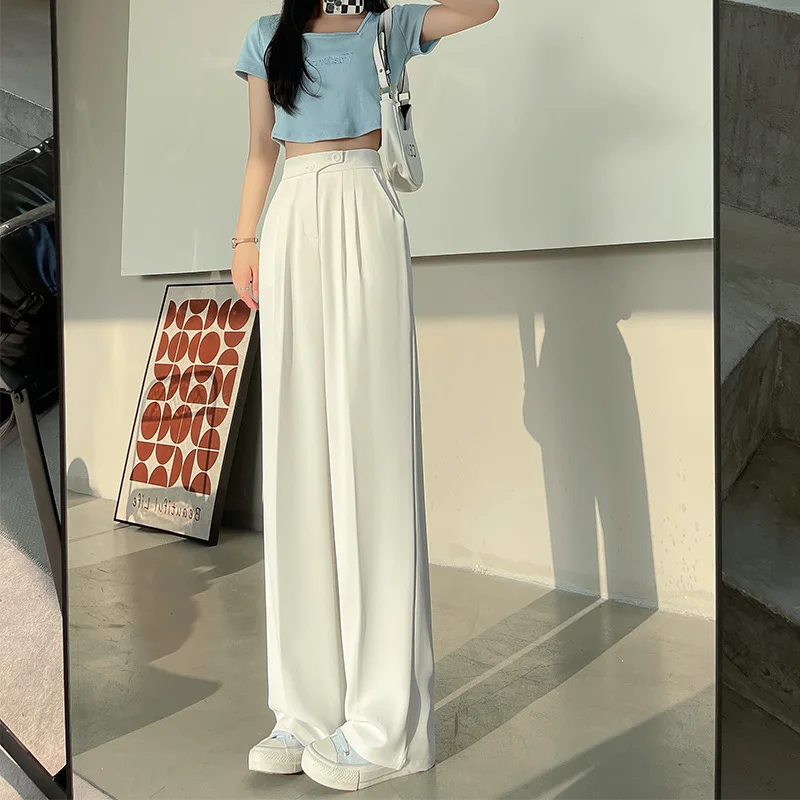 Sutimine 2023 Trousers Women White Wide Leg Pants for Women's Pants New Style Draping Floor Pants Casual Pants 
Sutimine 2023 Trousers Women White Wide Leg Pants for Women's Pants New Style Draping Floor Pants Casual Pants