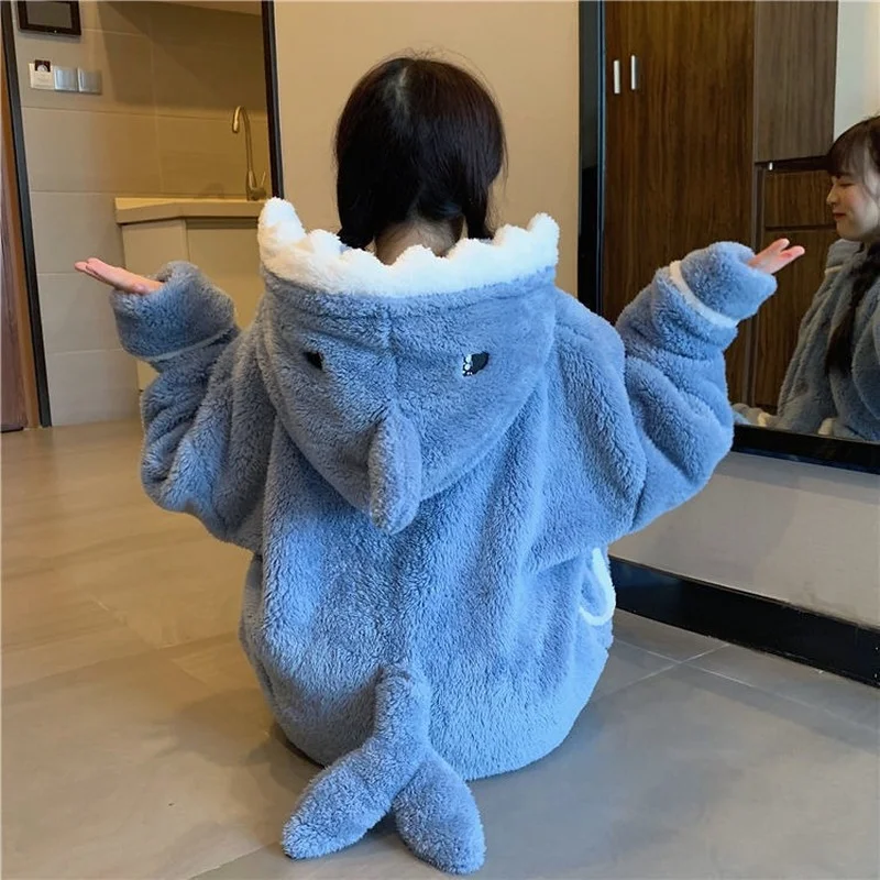 QWEEK Shark Women's Pajamas Flannel Hooded Sleepwear Kawaii Pijama Female Set with Pants Cute Pyjamas Halloween Party Loungewear
QWEEK Shark Women's Pajamas Flannel Hooded Sleepwear Kawaii Pijama Female Set with Pants Cute Pyjamas Halloween Party Loungewear