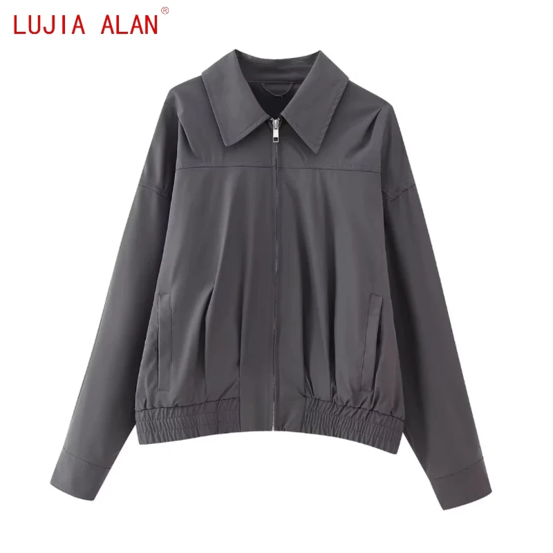 Женская летная куртка на молнии, осенняя Повседневная Женская куртка в уличном стиле, LUJIA ALAN C1912 
Женская летная куртка на молнии, осенняя Повседневная Женская куртка в уличном стиле, LUJIA ALAN C1912