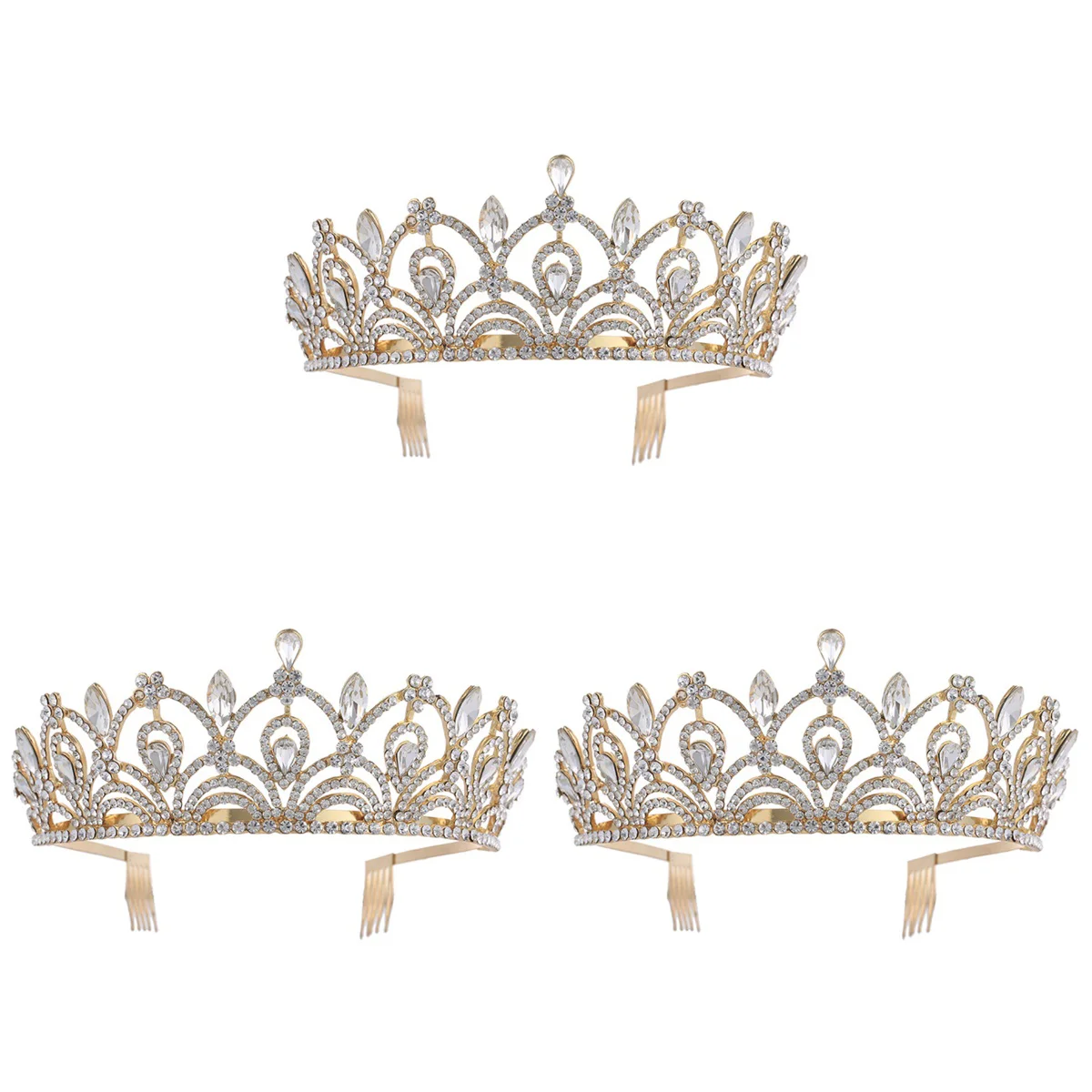 3pcs Bridal Hairband Crystal Tiara Hair Band Headpiece Headwear Wedding Hair Accessories (Golden)
3pcs Bridal Hairband Crystal Tiara Hair Band Headpiece Headwear Wedding Hair Accessories (Golden)
