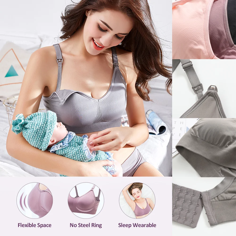 

WEICHENS Women Seamless Nursing Bra for Breastfeeding Pregnant Prevent Sagging Push Up Breathable Maternity Daily Sleep Bralette