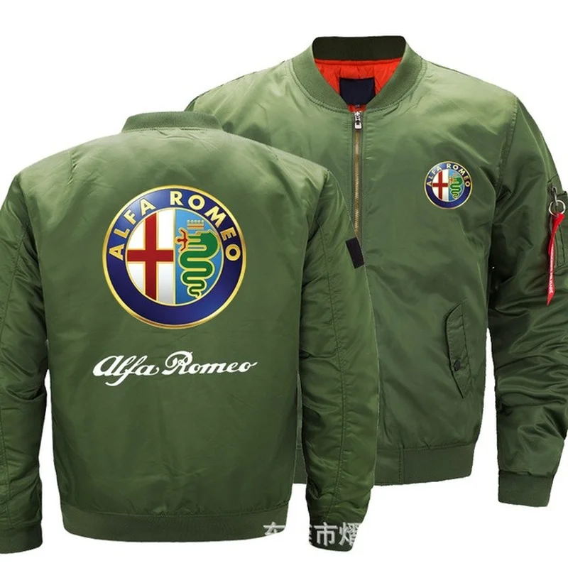 

NEW Autumn Wintertime Flying Jacket ALFA ROMEO Logo Winter thicken Warm Zipper Men Jackets Men's Casual Coat