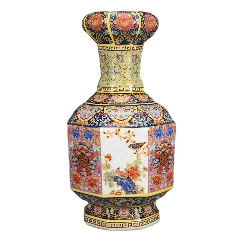 

Professional Ceramic Ornaments Yongzheng Enamel Bulbous Lipped Vase Antique Porcelain Antique Flower Hallway Antique Vase Dried