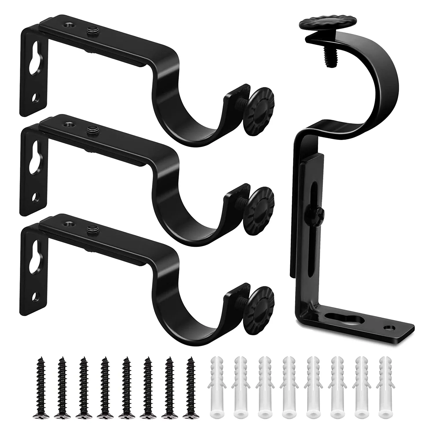 Adjustable Curtain Rod Bracket, Heavy Duty Curtain Rod Holders Black 4 Pack Curtain Rods Hooks Hangers for Wall Curtain
Adjustable Curtain Rod Bracket, Heavy Duty Curtain Rod Holders Black 4 Pack Curtain Rods Hooks Hangers for Wall Curtain