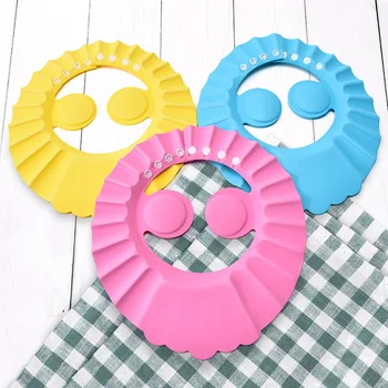 Cap for Shower EVA Baby Shampoo Cap Adjustable Ear Protection Head Water Cover Baby Care Wash Hair Shower Cap for 0-6 Years Kids