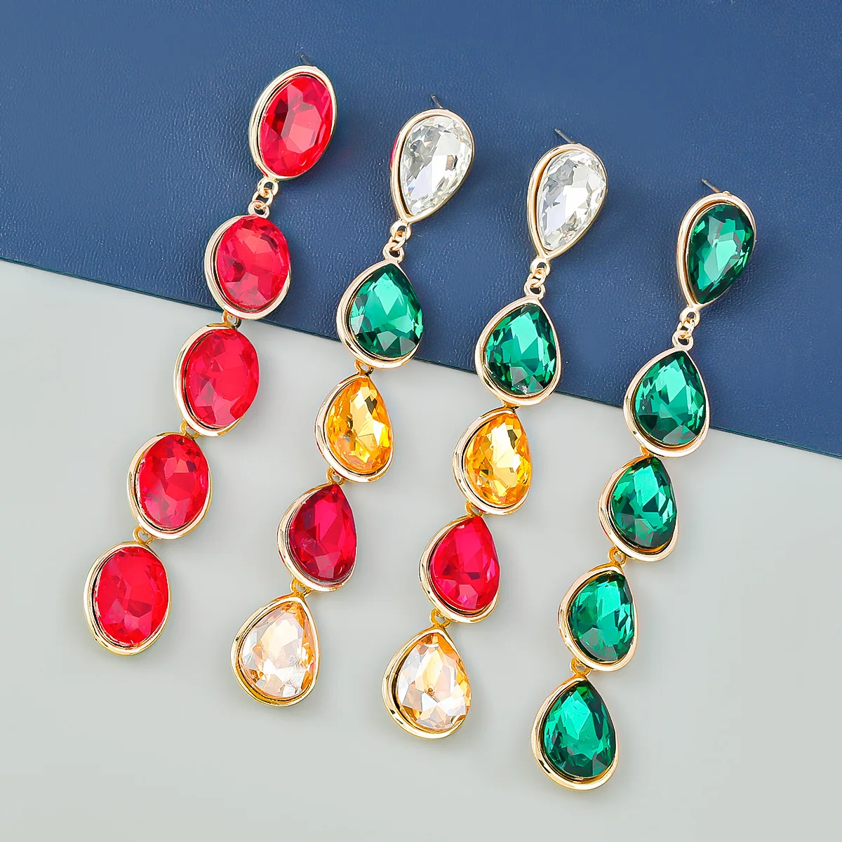 European and American Diamond-studded Multi-layer Drop-shaped Rhinestone Long Earrings Women's Geometric Earrings Wholesale 
European and American Diamond-studded Multi-layer Drop-shaped Rhinestone Long Earrings Women's Geometric Earrings Wholesale