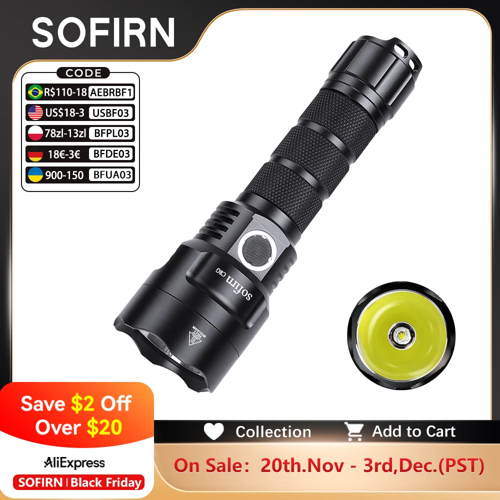 Sofirn C8G Тактический фонарик 21700
Sofirn C8G Тактический фонарик 21700