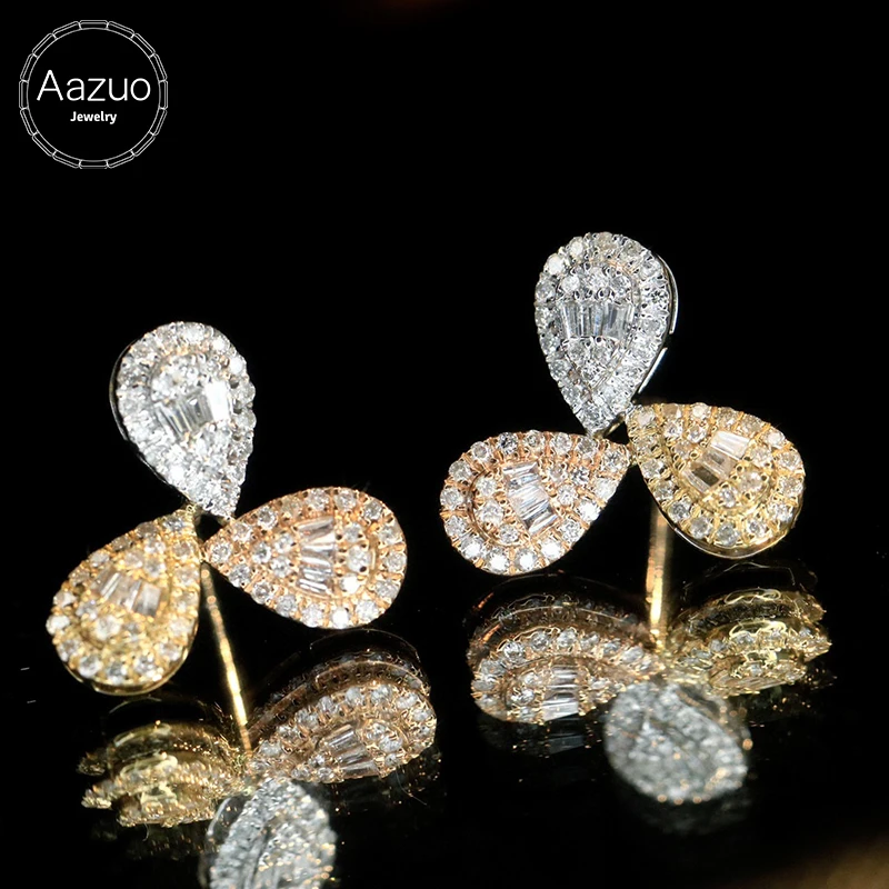 Aazuo 18-каратное белое золото желтое розовое натуральные бриллианты 066 карата
