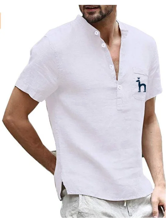 HAZZYS Summer New 2023Cotton Hemp Short Sleeve Men's T-Shirt Mock Neck Button Half Open Simple Short Sleeve Shirt
HAZZYS Summer New 2023Cotton Hemp Short Sleeve Men's T-Shirt Mock Neck Button Half Open Simple Short Sleeve Shirt