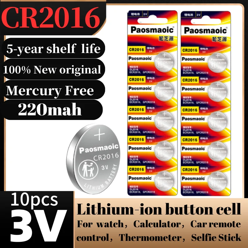 10pcs cr 2016 3V Lithium-ion coin cell battery CR2016 DL2016 BR2016 LM2016 ECR2016 for Toys Car Remote Control motherboard
10pcs cr 2016 3V Lithium-ion coin cell battery CR2016 DL2016 BR2016 LM2016 ECR2016 for Toys Car Remote Control motherboard