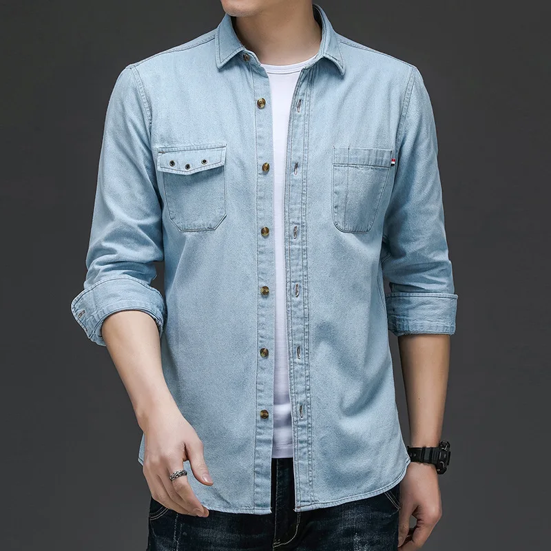 Spring Jacket Men's Slim Fitting Lapel Denim Jacket Solid Cotton Men's Casual Jacket
Spring Jacket Men's Slim Fitting Lapel Denim Jacket Solid Cotton Men's Casual Jacket