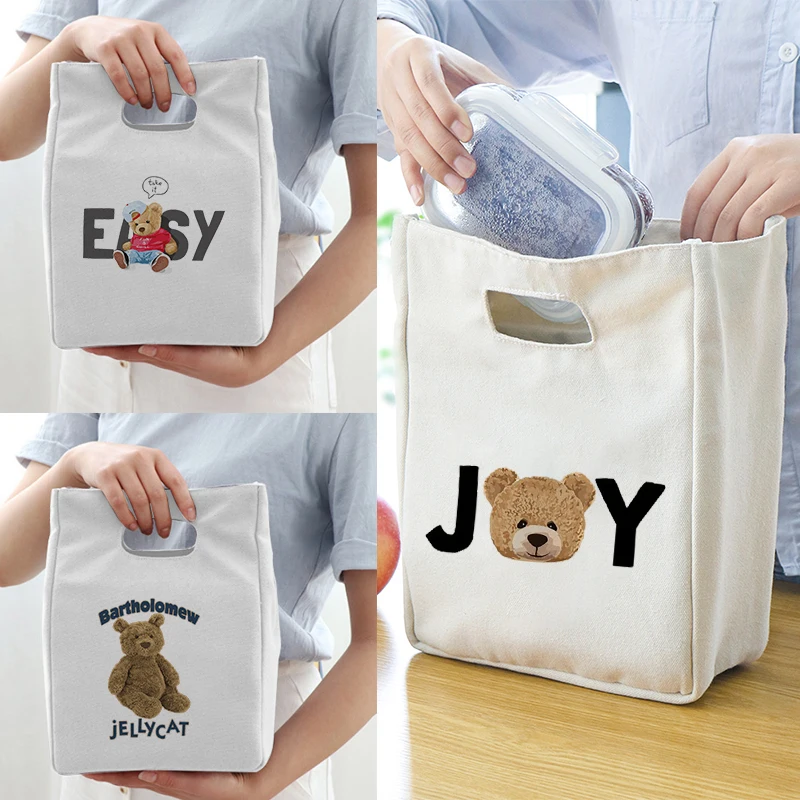 Lunch Bag Cooler Bear Doll Print Insulated Box Canvas Thermal Cold Food Container School Picnic for Women Kids Travel Lunchbox 
Lunch Bag Cooler Bear Doll Print Insulated Box Canvas Thermal Cold Food Container School Picnic for Women Kids Travel Lunchbox