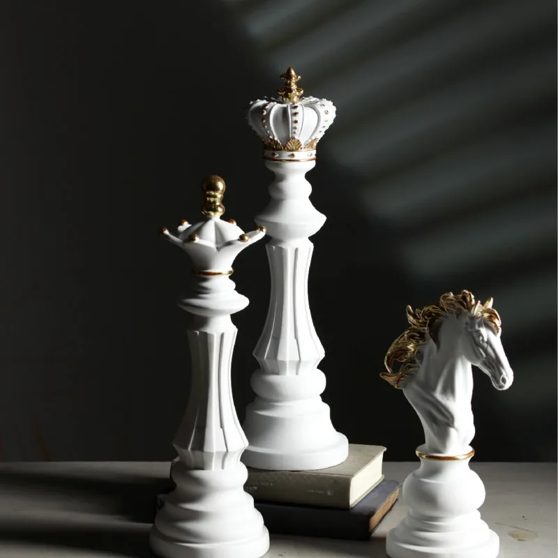 

Resin Chess Pieces Board Games Accessories International Chess Figurines Retro Home Decor Simple Modern Chessmen Ornaments