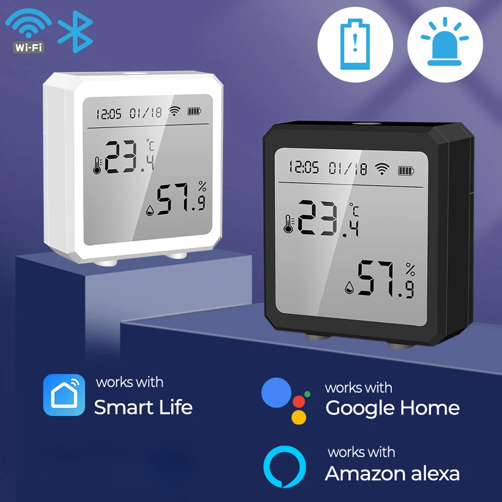 WIFI Temperature Sensor Humidity Indoor Hygrometer Thermometer With LCD Display Support Alexa Google Assistant
WIFI Temperature Sensor Humidity Indoor Hygrometer Thermometer With LCD Display Support Alexa Google Assistant