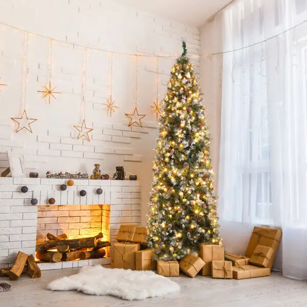 Christmas Tree 9 FT Automatic Tree Structure with 460 Lights PVC Warm Color 8 Modes 1298 Branches 91 Pine Cones 91 Berries
Christmas Tree 9 FT Automatic Tree Structure with 460 Lights PVC Warm Color 8 Modes 1298 Branches 91 Pine Cones 91 Berries