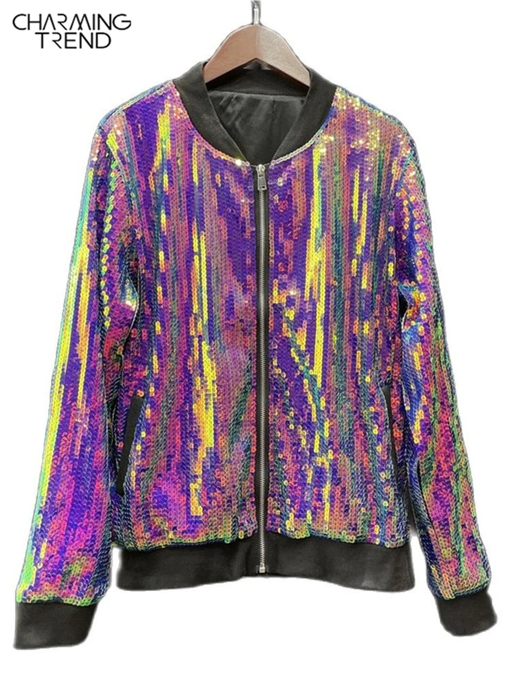 Charmingtrend Spring Color Gradient Sequins Jacket Women Fashion Sequined Stitching Vintage Jacket Women Coat HIP HOP Streetwear
Charmingtrend Spring Color Gradient Sequins Jacket Women Fashion Sequined Stitching Vintage Jacket Women Coat HIP HOP Streetwear