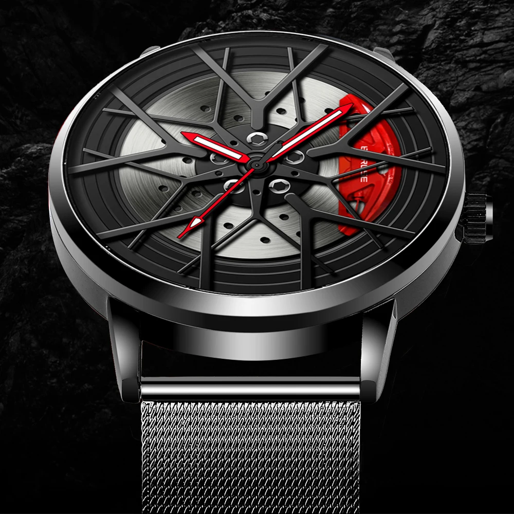 Stainless Steel Waterproof Watch Mens Sports Car Wheel Watches Male Wheel Hub Quartz Leather Luminous WristWatch reloj hombre
Stainless Steel Waterproof Watch Mens Sports Car Wheel Watches Male Wheel Hub Quartz Leather Luminous WristWatch reloj hombre