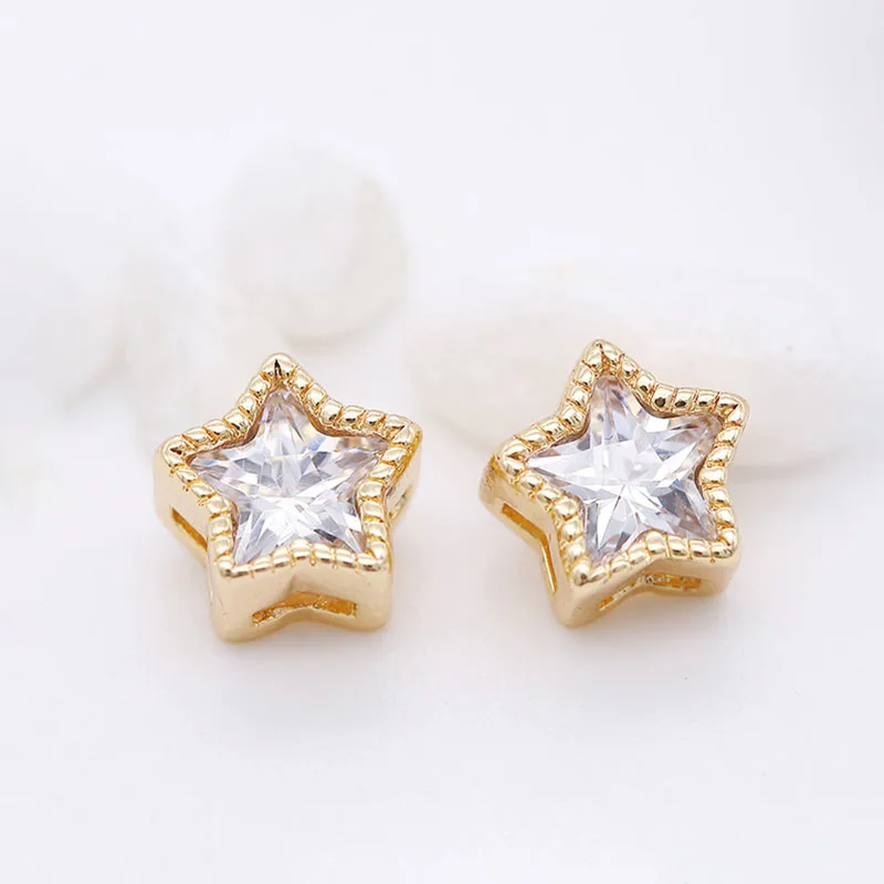 Fashion Gold Plated Zircon Pentagram Spacer Beads Accessories for DIY Jewelry Making Craft High Quality Brass Metal Loose Bead
Fashion Gold Plated Zircon Pentagram Spacer Beads Accessories for DIY Jewelry Making Craft High Quality Brass Metal Loose Bead