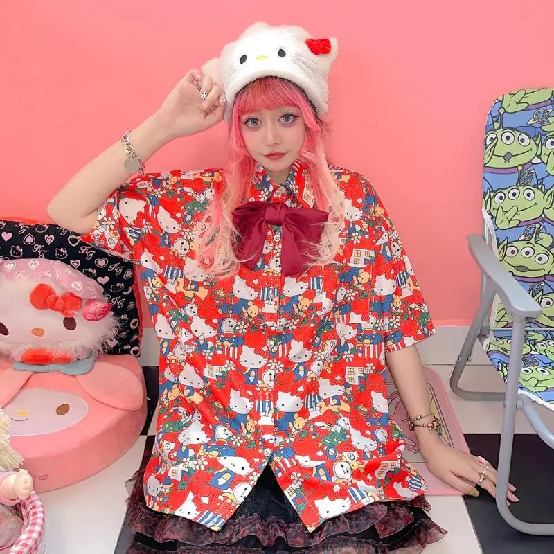 Original Hello Kitty Shirts Summer Ladies Sanrio Mymelody Japanese Harajuku Short-Sleeved Loose Cartoon Casual Oversized Shirt
Original Hello Kitty Shirts Summer Ladies Sanrio Mymelody Japanese Harajuku Short-Sleeved Loose Cartoon Casual Oversized Shirt