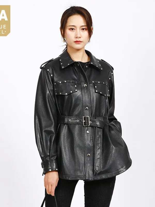 Женская мотоциклетная куртка из натуральной кожи, осенняя однобортная куртка из овечьей кожи в стиле панк с ремнем и заклепками, верхняя од...
Женская мотоциклетная куртка из натуральной кожи, осенняя однобортная куртка из овечьей кожи в стиле панк с ремнем и заклепками, верхняя од...