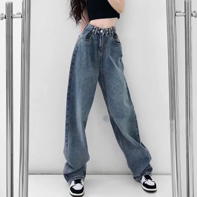 Lucyever Vintage Blue Women Straight Jeans Y2K Streetwear High Waist Wide Leg Pants Female Korean Fashion Loose Denim Trousers
Lucyever Vintage Blue Women Straight Jeans Y2K Streetwear High Waist Wide Leg Pants Female Korean Fashion Loose Denim Trousers