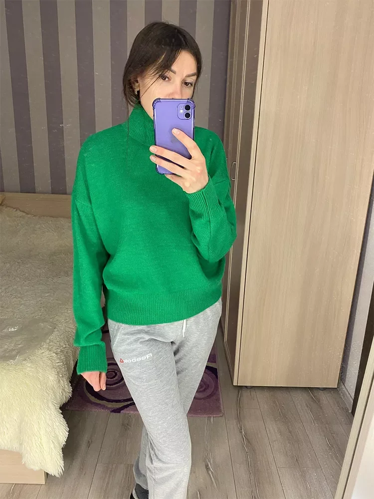 Women Fashion Solid Knit Sweater Top Long Sleeves High Neck Vintage Female Pullover Chic Tops Mujer
Women Fashion Solid Knit Sweater Top Long Sleeves High Neck Vintage Female Pullover Chic Tops Mujer
