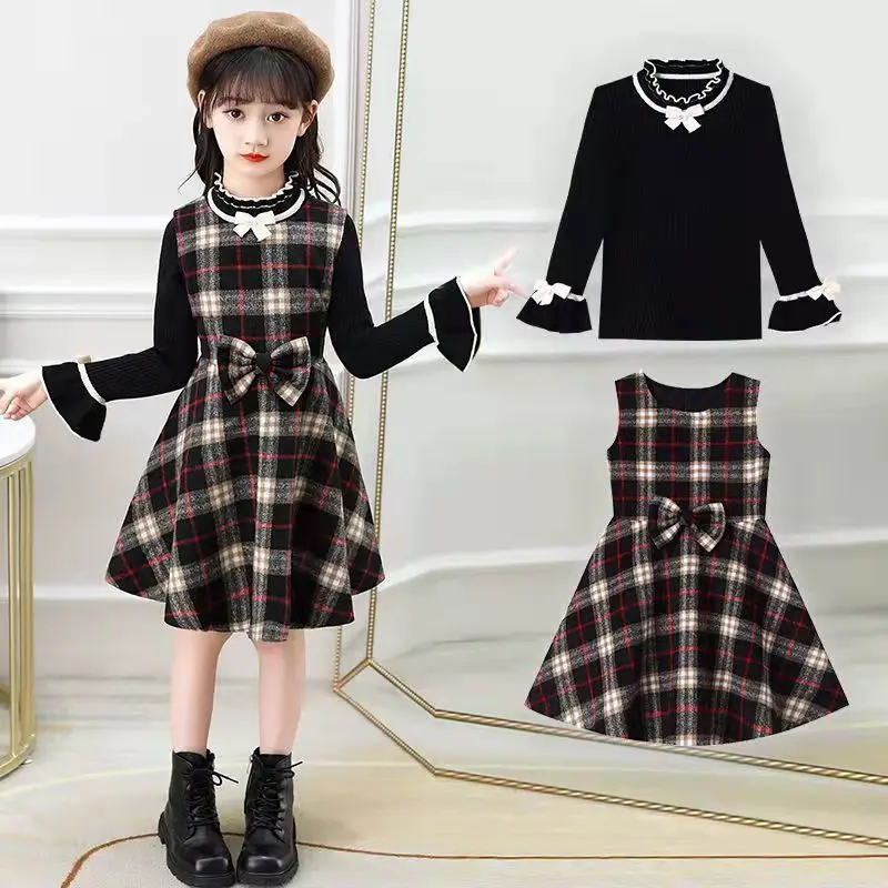 Solid Color Sweater Plaid Skirt Suit Spring And Autumn New Fashion Girls Dress Middle And Big Children Princess Skirt
Solid Color Sweater Plaid Skirt Suit Spring And Autumn New Fashion Girls Dress Middle And Big Children Princess Skirt