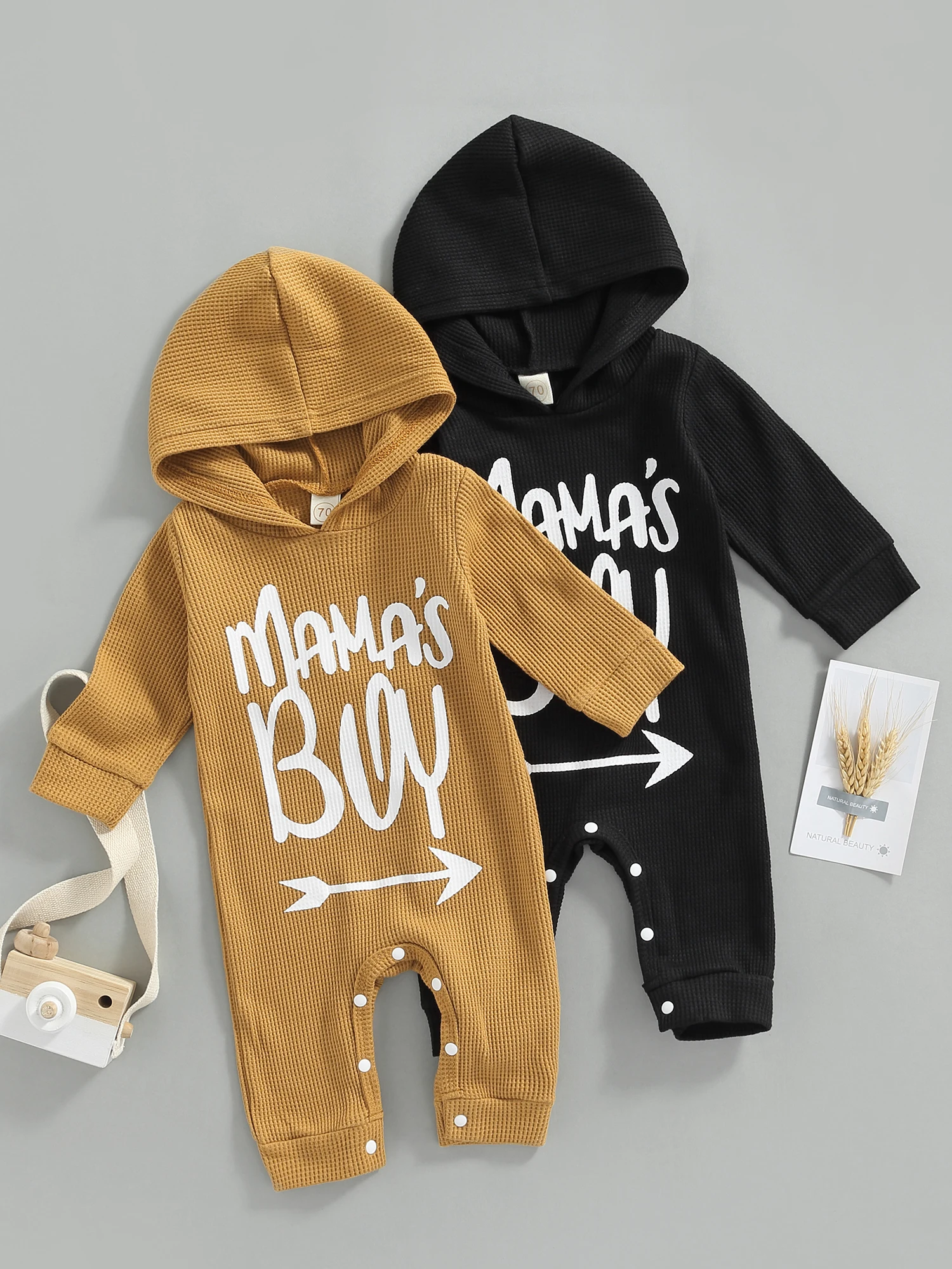 Newborn Hooded Waffle Bodysuit Baby Boys Casual Letter & Arrow Print Long Sleeve Romper for Spring Autumn
Newborn Hooded Waffle Bodysuit Baby Boys Casual Letter & Arrow Print Long Sleeve Romper for Spring Autumn