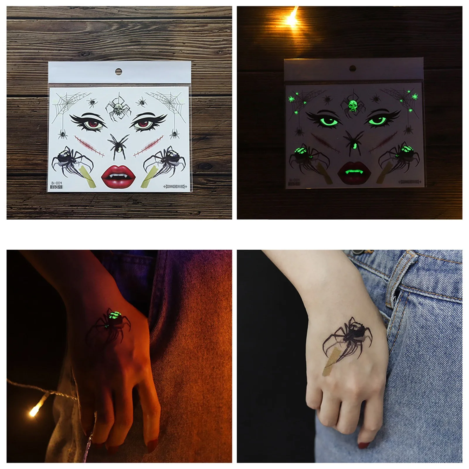 Halloween Glowing Temporary Stickers Luminous Stickers Color Adult Kids Scary Stickers Body Stickers Waterproof 3D Full Body
Halloween Glowing Temporary Stickers Luminous Stickers Color Adult Kids Scary Stickers Body Stickers Waterproof 3D Full Body