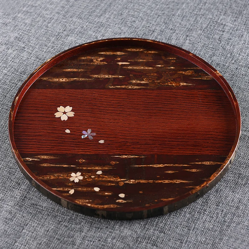 

Corner house birch craftsmanship, handmade cherry peel, round tray, cherry blossom tray, wooden tea tray, dry brewing table