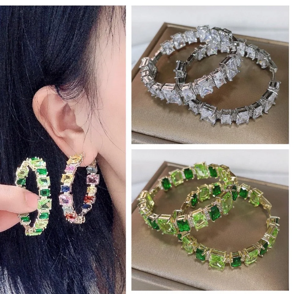 S925 Silver Luxury Full of Square Zircon Carved Geometric Circle Earrings Statement Jewelry for Women Party Wedding Accessories
S925 Silver Luxury Full of Square Zircon Carved Geometric Circle Earrings Statement Jewelry for Women Party Wedding Accessories