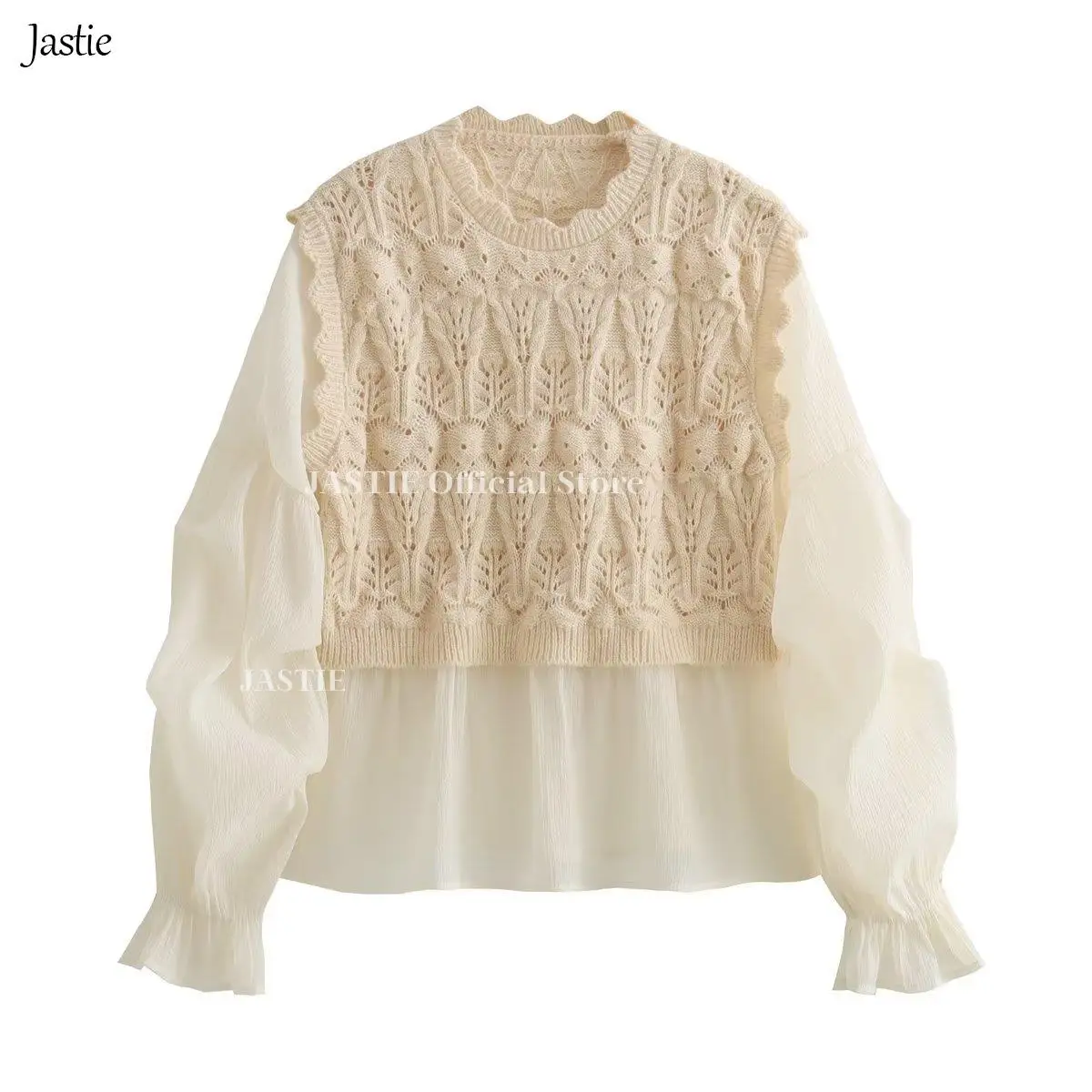 Jastie Autumn Lantern Sleeve Knitted Top Loose Round Neck Paneled Pullover Women's Sweater Elegant Casual Womens Clothing
Jastie Autumn Lantern Sleeve Knitted Top Loose Round Neck Paneled Pullover Women's Sweater Elegant Casual Womens Clothing