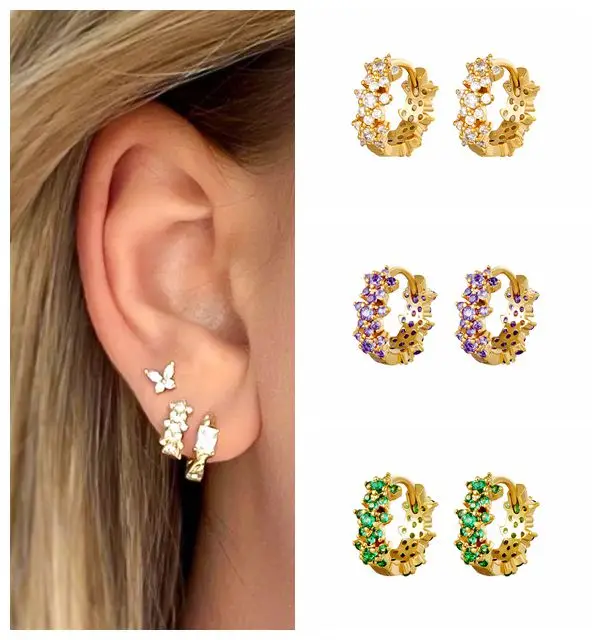 925 Sterling Silver Needle White/Purple/Green Round Hoop Earring for Women Pave Crystal Zircon Huggies Earring Fashion Jewelry
925 Sterling Silver Needle White/Purple/Green Round Hoop Earring for Women Pave Crystal Zircon Huggies Earring Fashion Jewelry