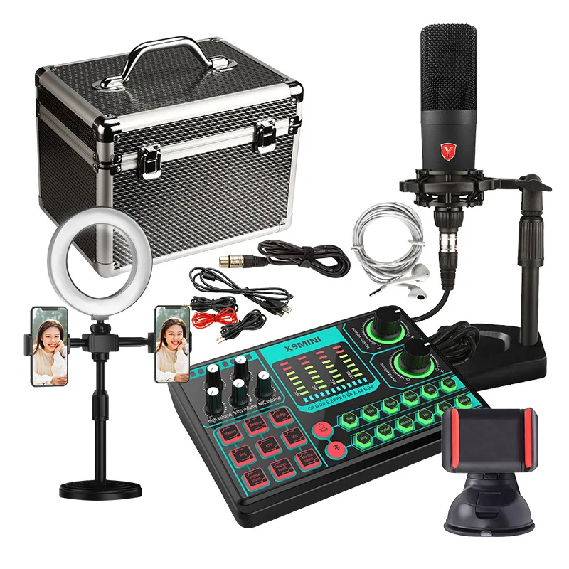 Профессиональный конденсаторный микрофон U908 X9mini, микрофон со звуковой картой для пения в студии, для караоке, подкаста, записи в прямом эфире
Профессиональный конденсаторный микрофон U908 X9mini, микрофон со звуковой картой для пения в студии, для караоке, подкаста, записи в прямом эфире