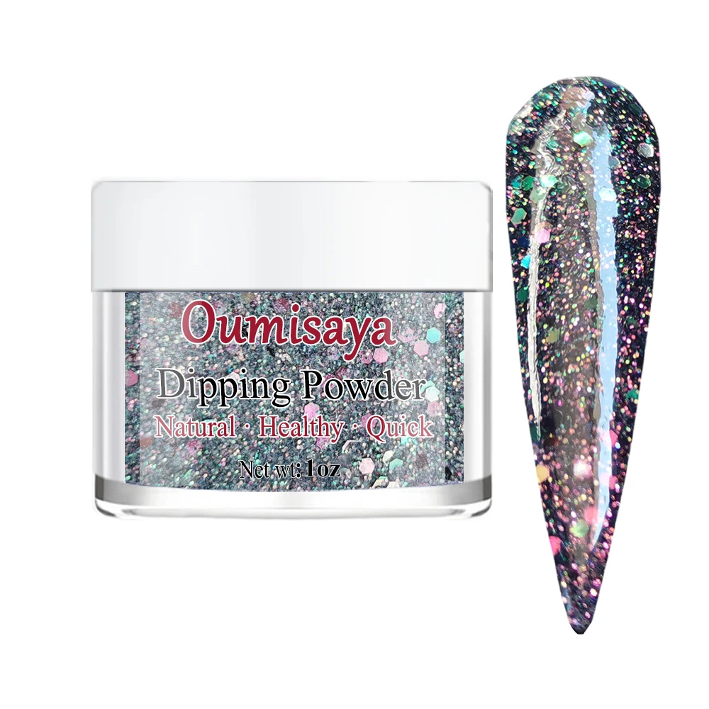 

Holographic Sparkle Glitter Nail Dip Powder Colors 1OZ Rose Gold Silver Red Blue Black Collections