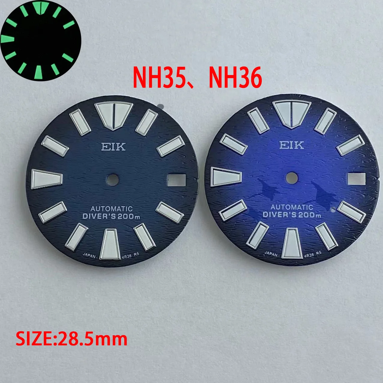 28.5mm NH35 Watch Dial Green Luminous Dial for SKX007 NH35 NH36 Movement Single Calendar Watch S Dial with
28.5mm NH35 Watch Dial Green Luminous Dial for SKX007 NH35 NH36 Movement Single Calendar Watch S Dial with