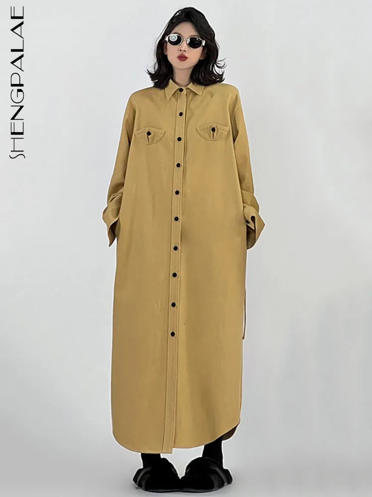 SHENGPALAE, однотонное платье-рубашка для женщин, осень 2023, новая мода, отворот, длинный рукав, шнуровка, талия, свободный, прямой халат 5R5617
SHENGPALAE, однотонное платье-рубашка для женщин, осень 2023, новая мода, отворот, длинный рукав, шнуровка, талия, свободный, прямой халат 5R5617