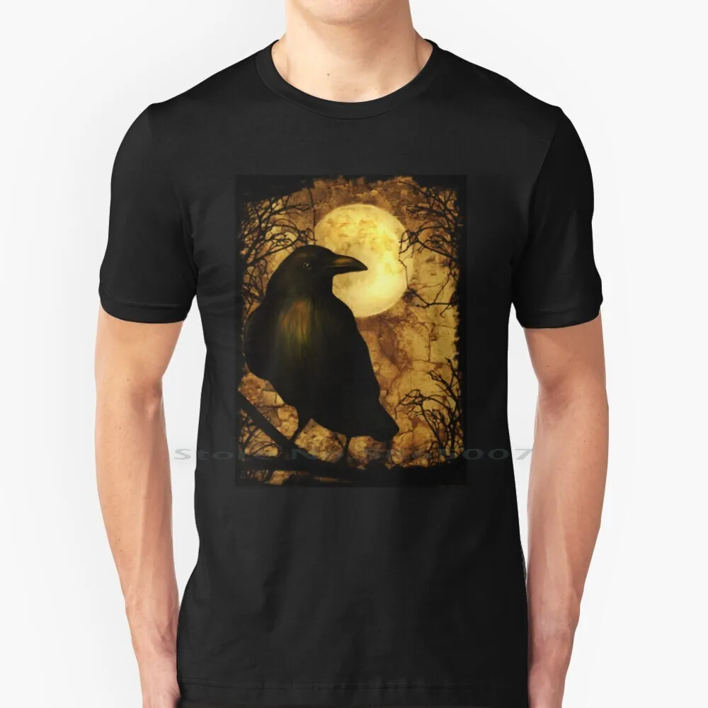 

The Raven T Shirt 100% Cotton Dark Gothic Nevermore Edgar Allan Poe Black Birds Macabre Full Moons Lunar Ravens Crows Nature