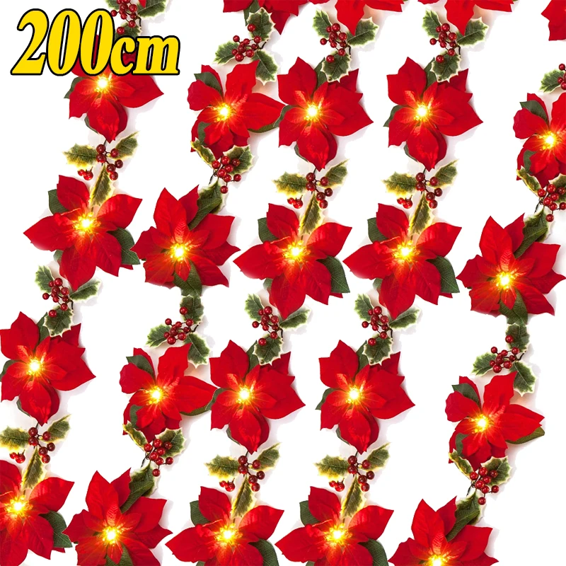 Искусственная рождественская гирлянда Poinsettias 2 м 
Искусственная рождественская гирлянда Poinsettias 2 м