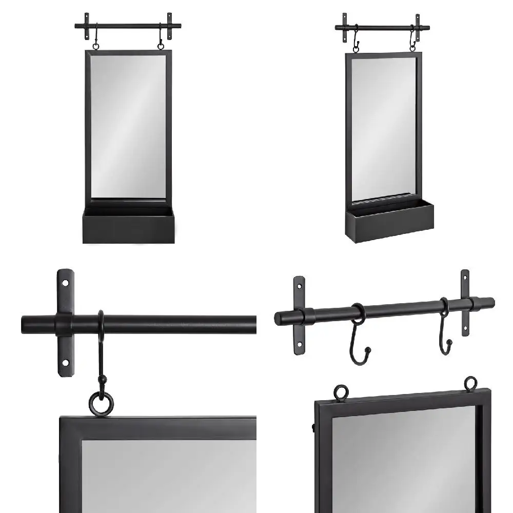 Stunning 18" Black Metal Wall Mirror With Hanging Storage Shelf - Perfect For Any Space Up to 156 Inches
Stunning 18" Black Metal Wall Mirror With Hanging Storage Shelf - Perfect For Any Space Up to 156 Inches