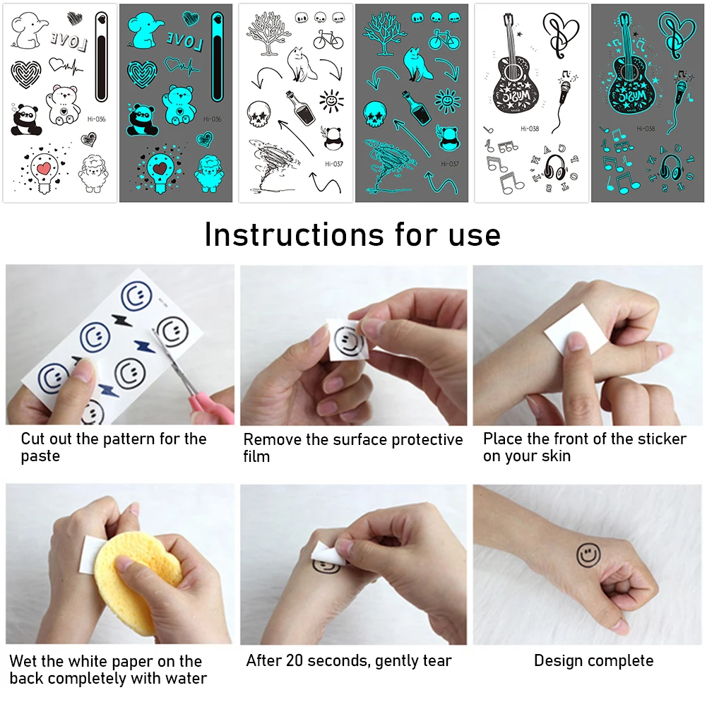 1 шт., синие светящиеся наклейки-татуировки
1 шт., синие светящиеся наклейки-татуировки