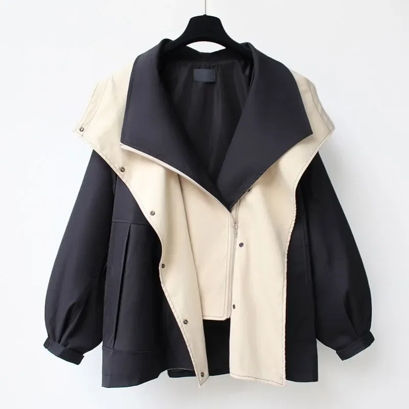 

Spring and Autumn Women's Mid-length Trench Coat Hooded Zipper Loose Jacket Korean Version Fashion Little Chap Windbreak Women