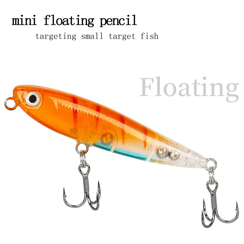 

60mm3.1g Mini Floating Pencil Swimming Bait Hard Bait Trout Mandarin Fish Fishing Lure Sound Temptation Fishing Tool