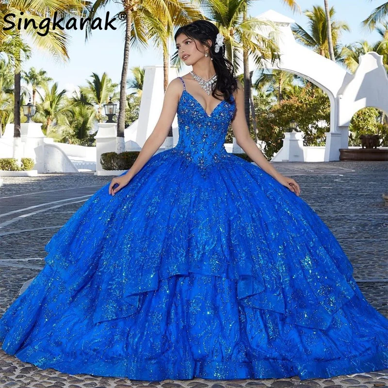 Royal Blue Vestidos De 15 años Quinceanera Dress Straps Applique Sequins Beads Princess Dress For 15 Years Prom Party Lace-Up
Royal Blue Vestidos De 15 años Quinceanera Dress Straps Applique Sequins Beads Princess Dress For 15 Years Prom Party Lace-Up